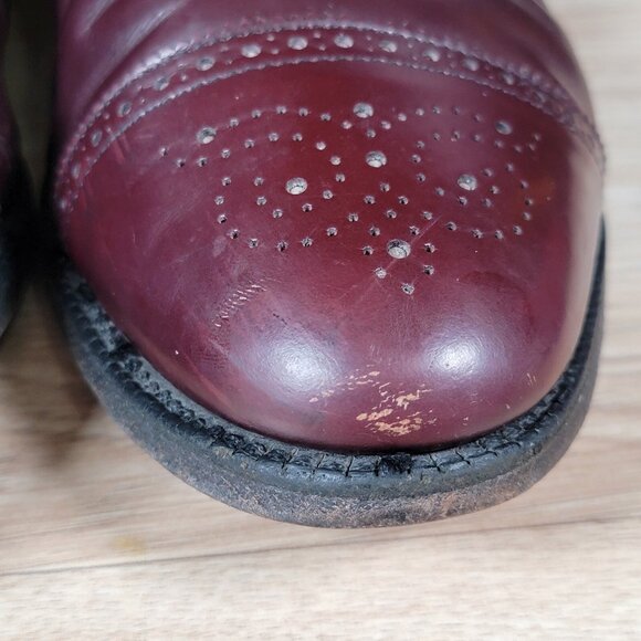 Allen Edmonds Sanford Derby Shoes Mens Sz 11.5 D Burgundy Cap Toe Leather Brogue - Picture 10 of 10